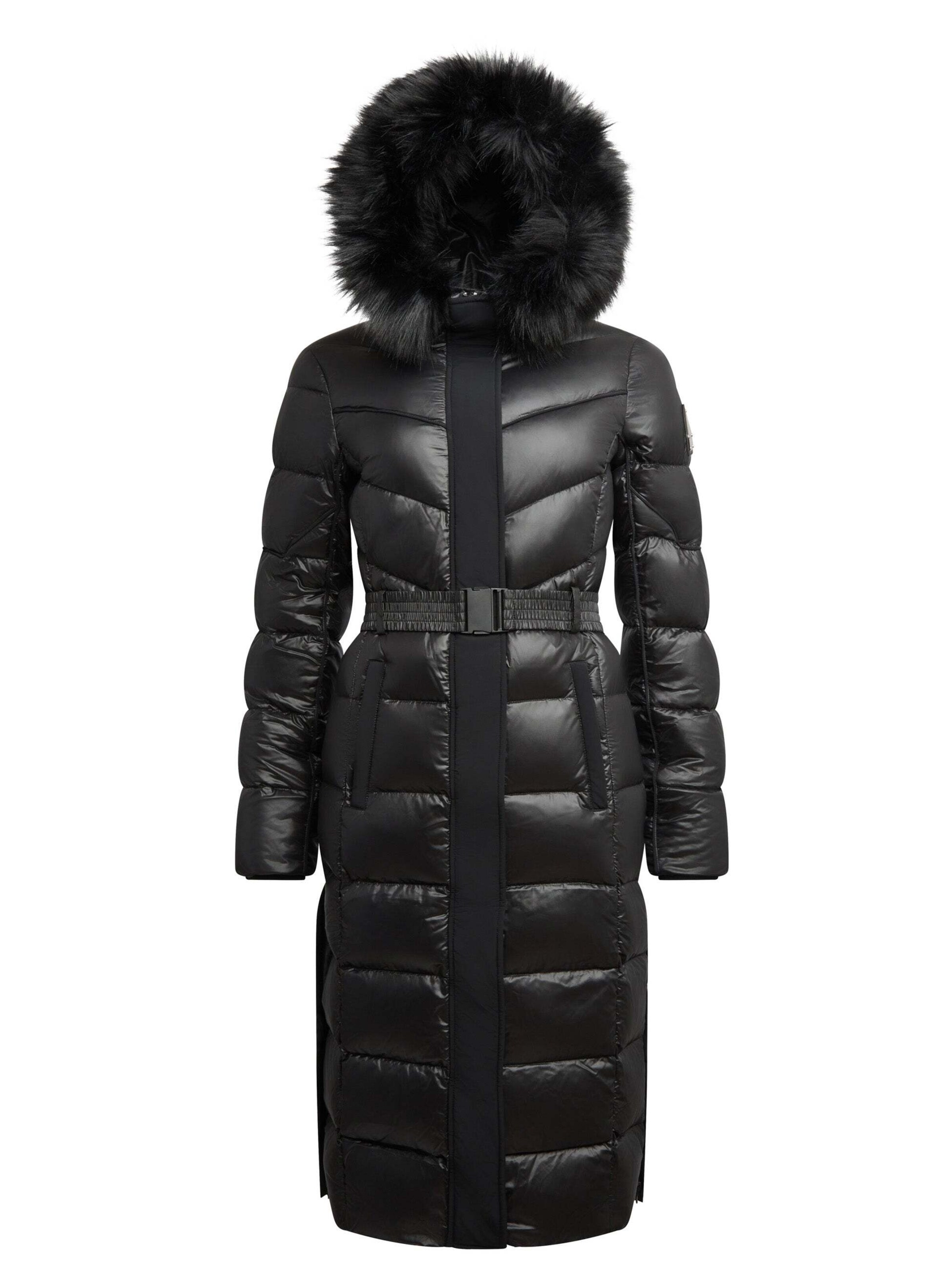 Giacca per outdoor ' Diamond Belt Extra Long Puffer Coat ' di JACK1T in nero: frontale