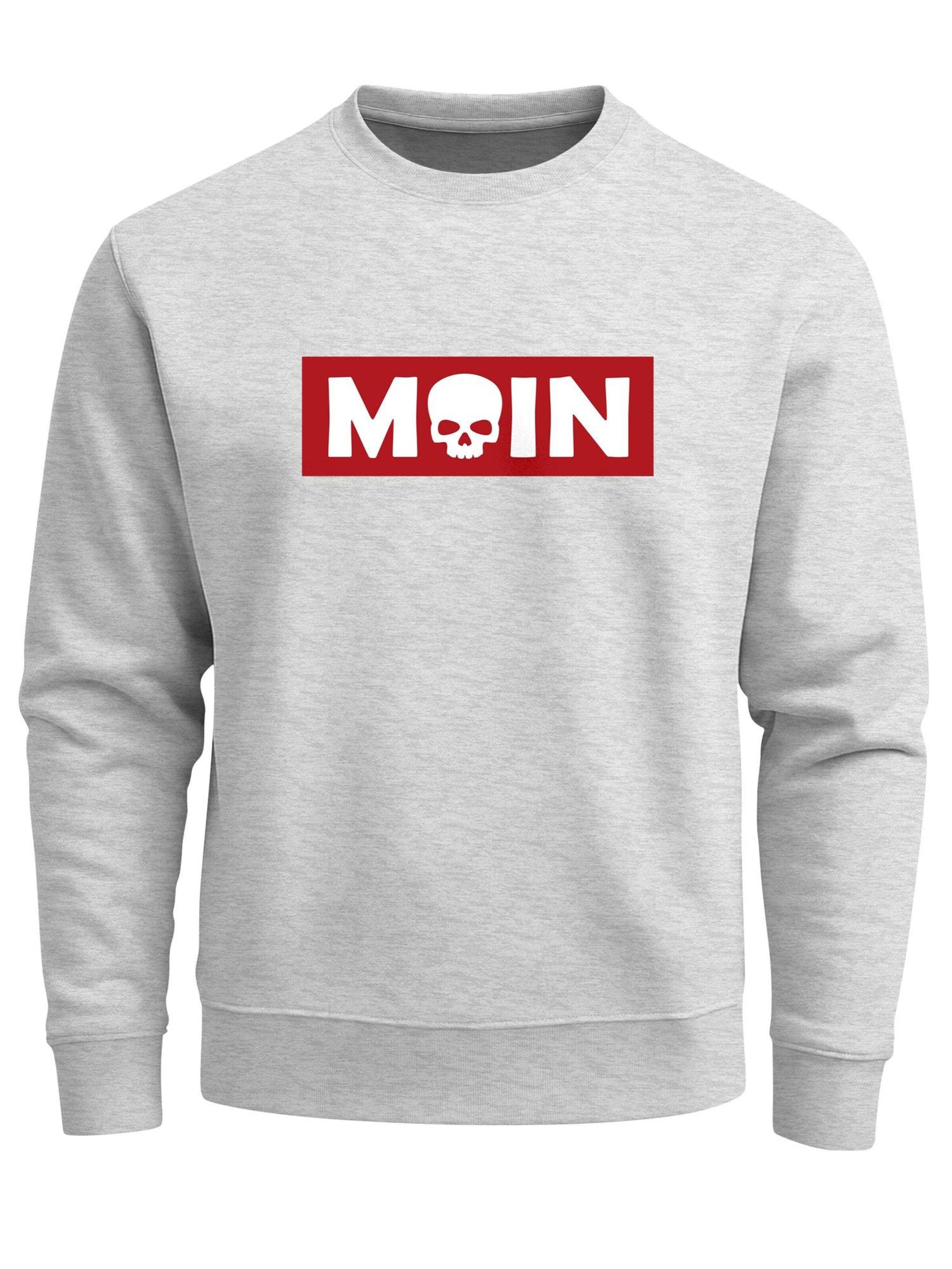 Neverless Sweatshirt 'Moin Skull' in Grey: front