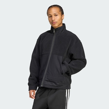ADIDAS ORIGINALS Fleece jas 'Essentials' in Zwart: voorkant