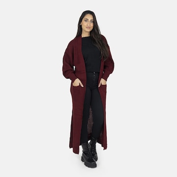 Cappotto in maglia di Elara in rosso: frontale