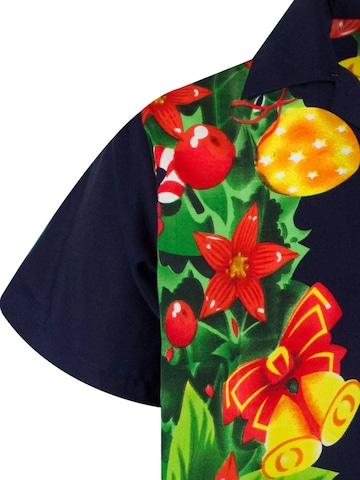 King Kameha Regular fit Button Up Shirt 'Christmas Wedding' in Blue