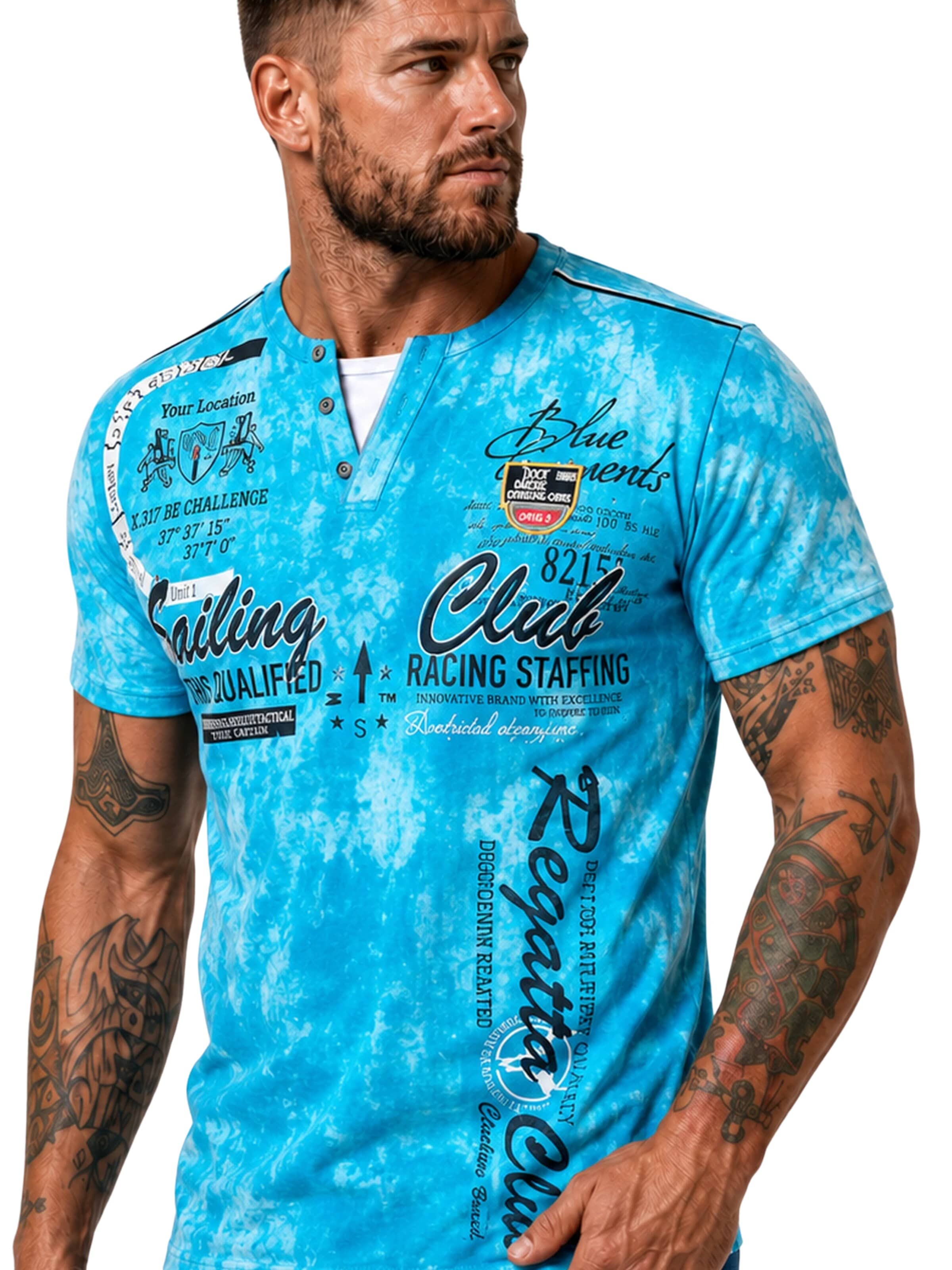 L.Gonline Shirt 'Sailing Batik'‌‌‌‌ in Blau