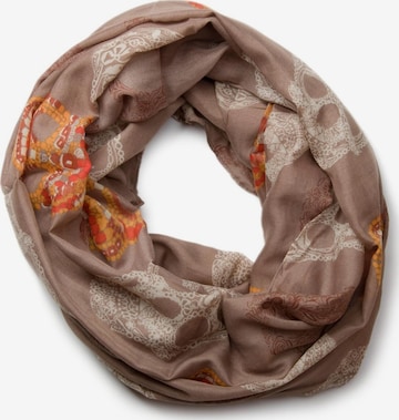 styleBREAKER Loop scarf 'Loop mit Sugar Skull Totenkopf Print' in Beige: front