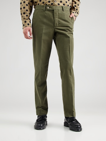 Hackett London - regular Pantalón de pinzas en verde: frente