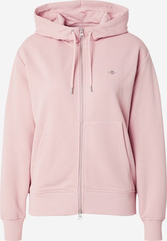 GANT - Sudadera con cremallera en rosa: frente