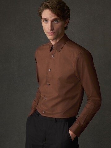 Next Regular fit Button Up Shirt in Brown: front