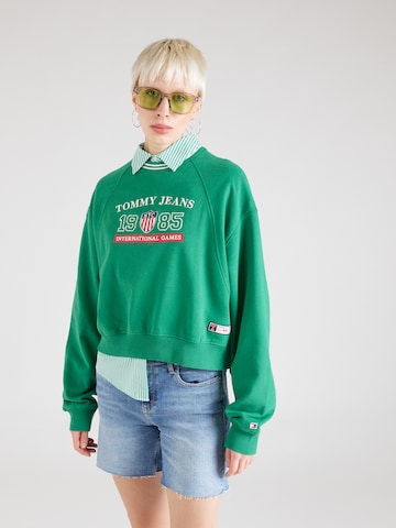 Sweat-shirt Tommy Jeans en vert : devant