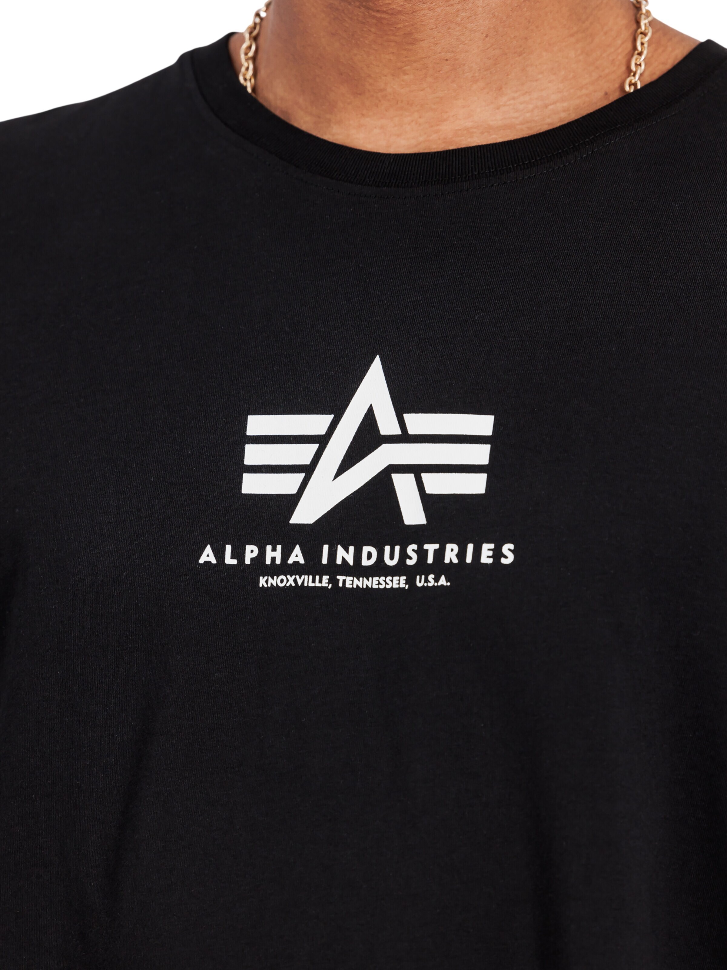 ALPHA INDUSTRIES Shirt 'Basic Mid Logo'‌‌‌‌‌‌‌ in Schwarz