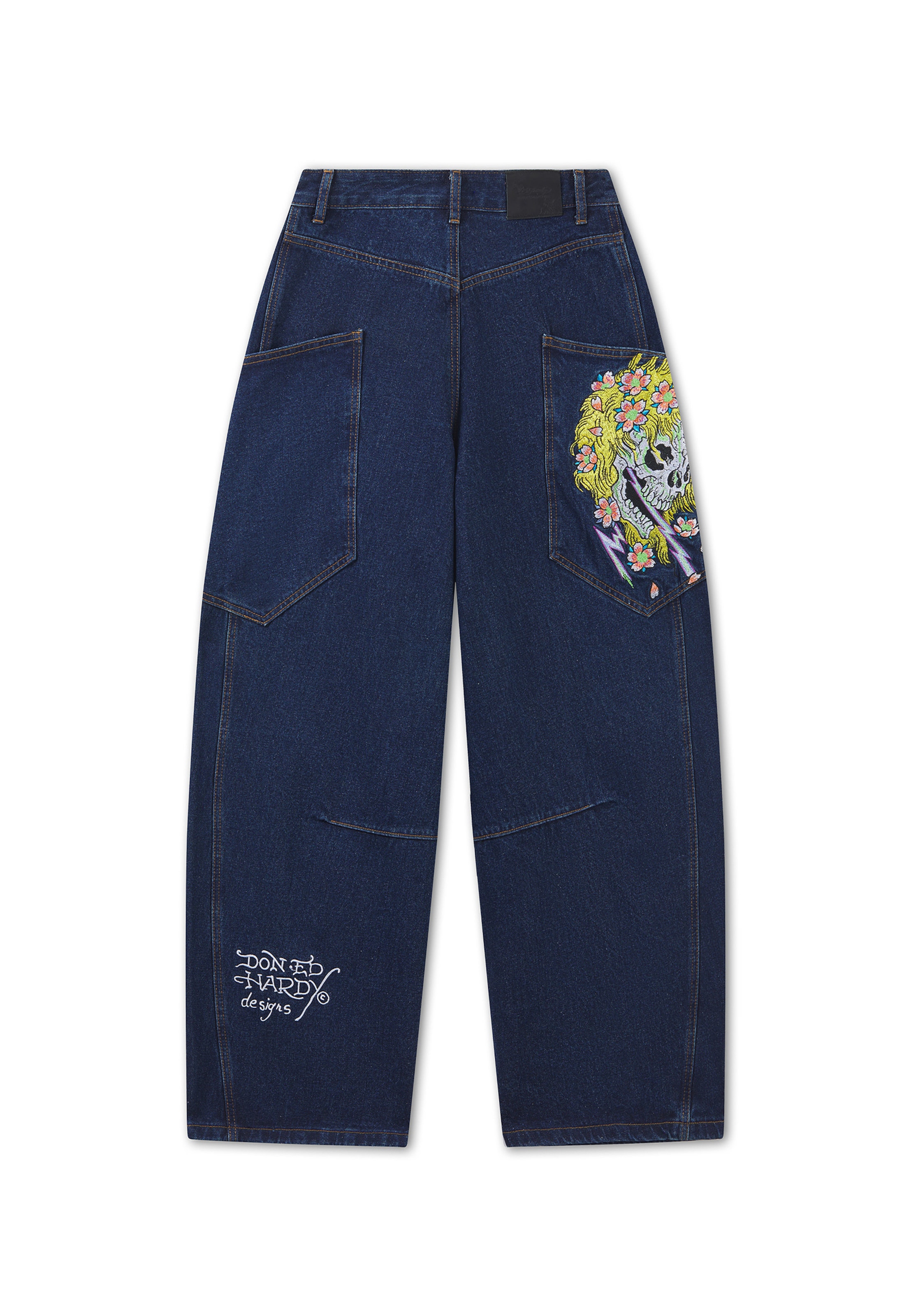 Ed Hardy Loosefit Jeans 'Gothic Skull' in Blau