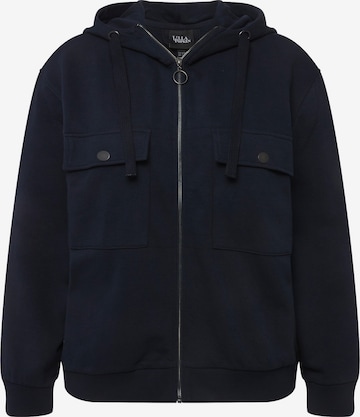 Ulla Popken Zip-Up Hoodie in Blue: front