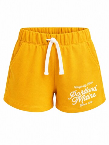 Grimelange Spodnie 'GRIMELANGE Jersey-Shorts mit Textdruck' w kolorze żółty: przód