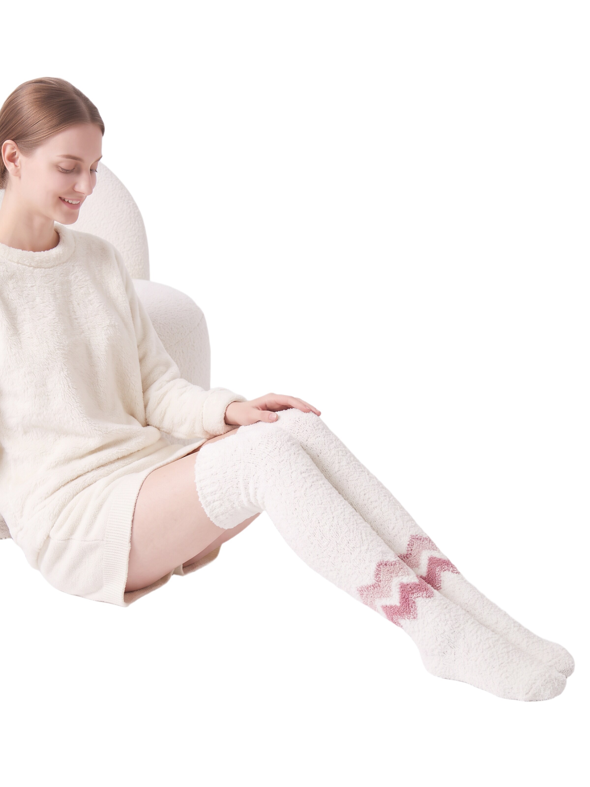 BONVERANO Over the Knee Socks in Brown
