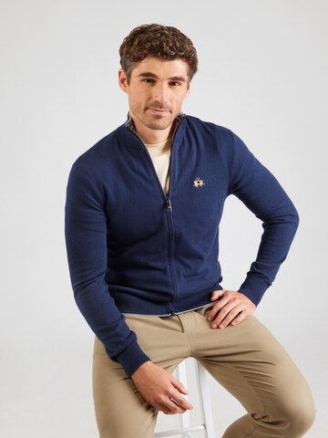 La Martina Strickjacke in Blau: Vorderseite