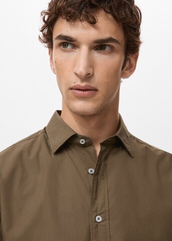 MANGO MAN Regular fit Button Up Shirt 'Play' in Brown