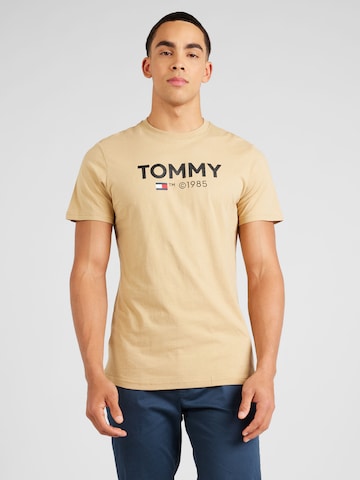 Tommy Jeans T-Shirt 'ESSENTIAL' in Beige: predná strana