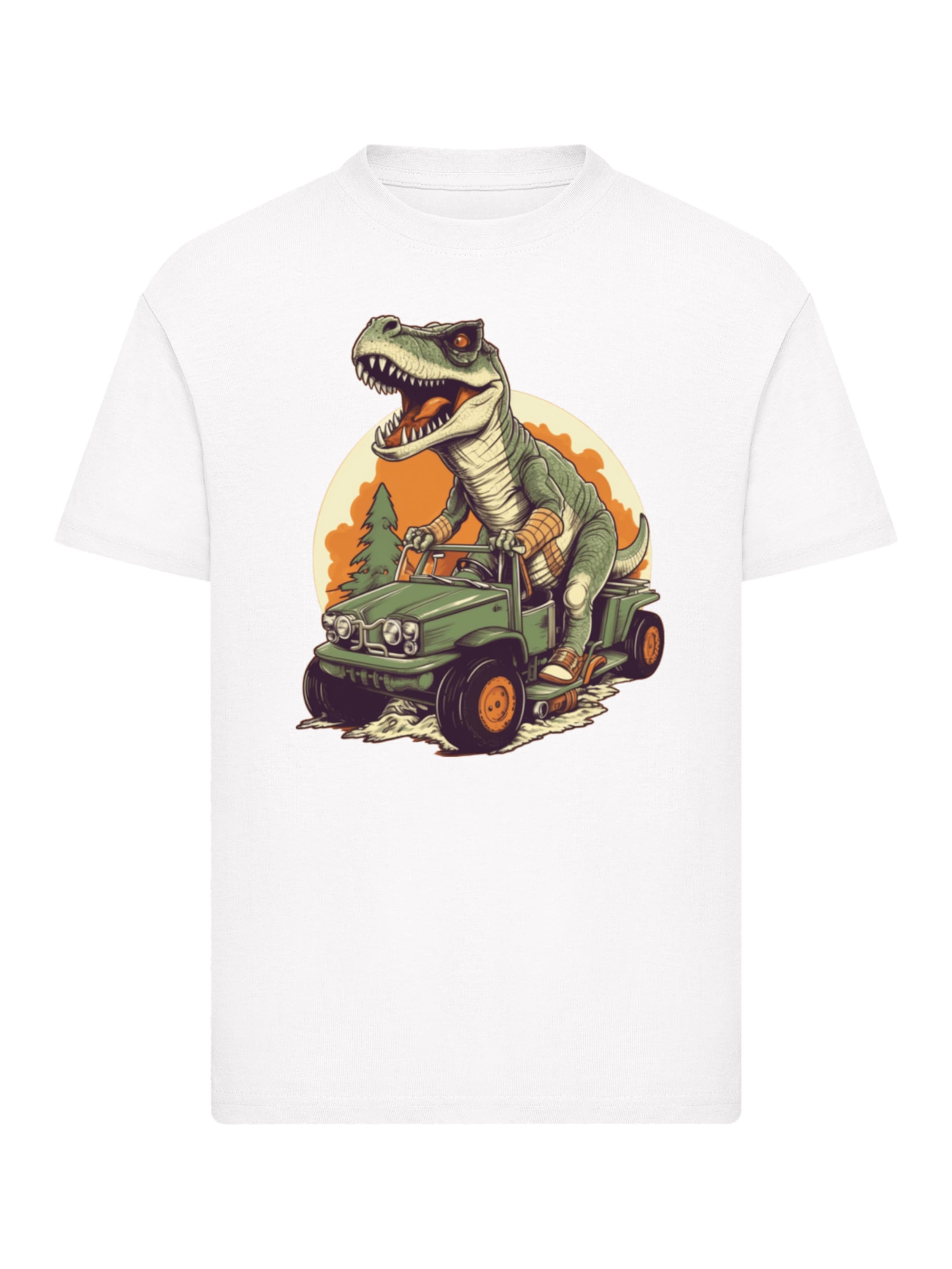 F4NT4STIC Shirt 'Monster Truck Cooler Dinosaurier' in de kleur Groen / Oranje / Zwart / Wit, Productweergave
