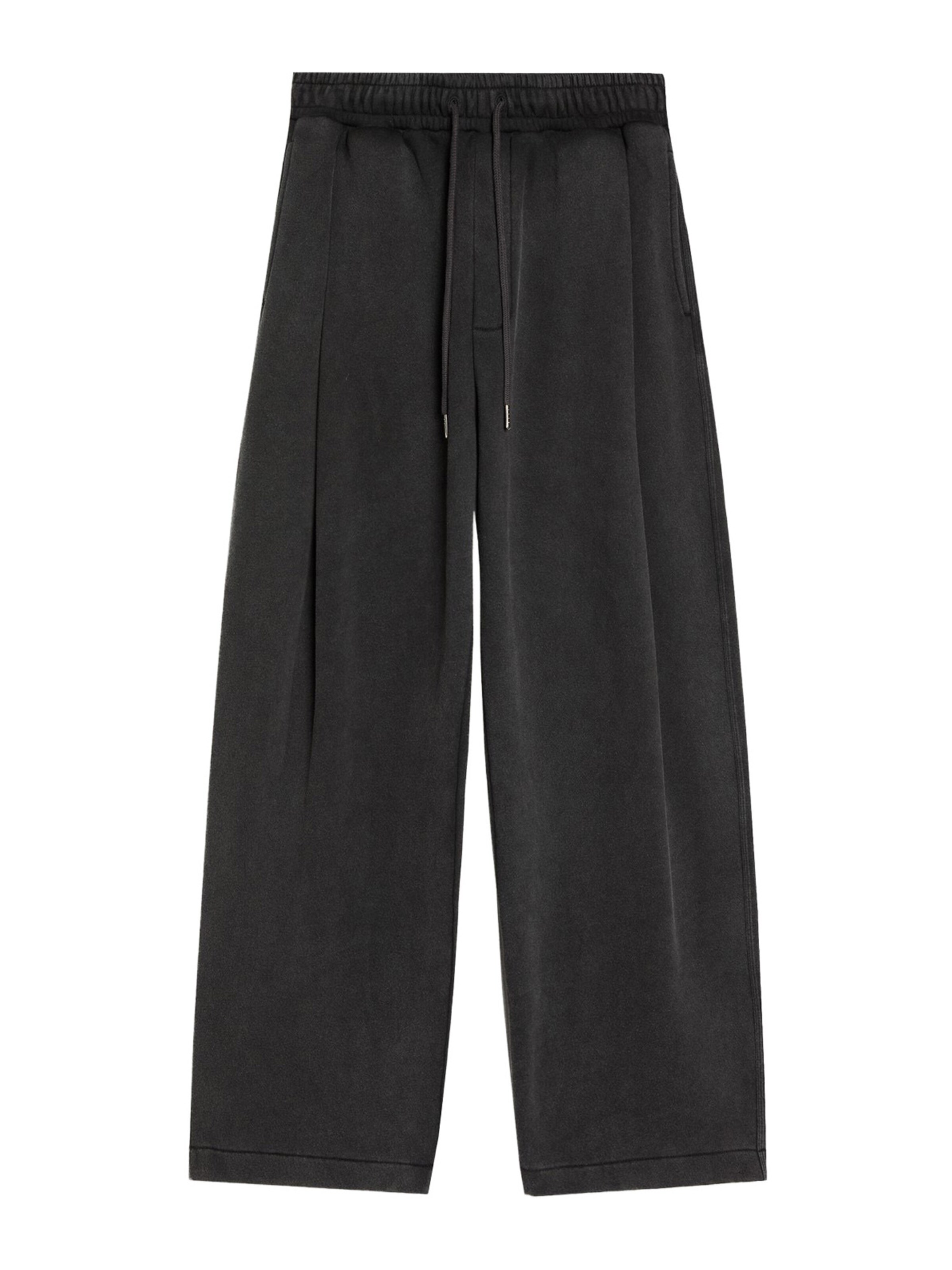 Bershka Loose fit Trousers with creases in Grey: front