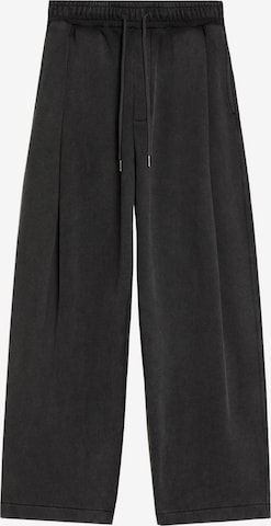 Loosefit Pantalon à plis Bershka en gris : devant