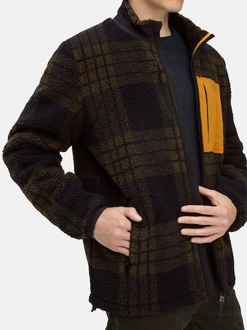 CAMEL ACTIVE Sweatjacke mit verstellbarem Kordelzug und Kontrastdetails in Braun