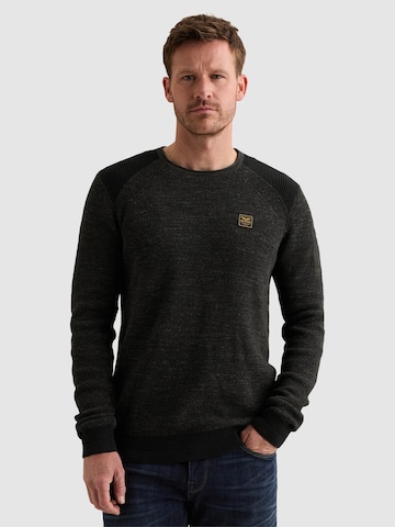 PME Legend Trui 'Pullover in cotton mélange with flight pocket' in Zwart: voorkant