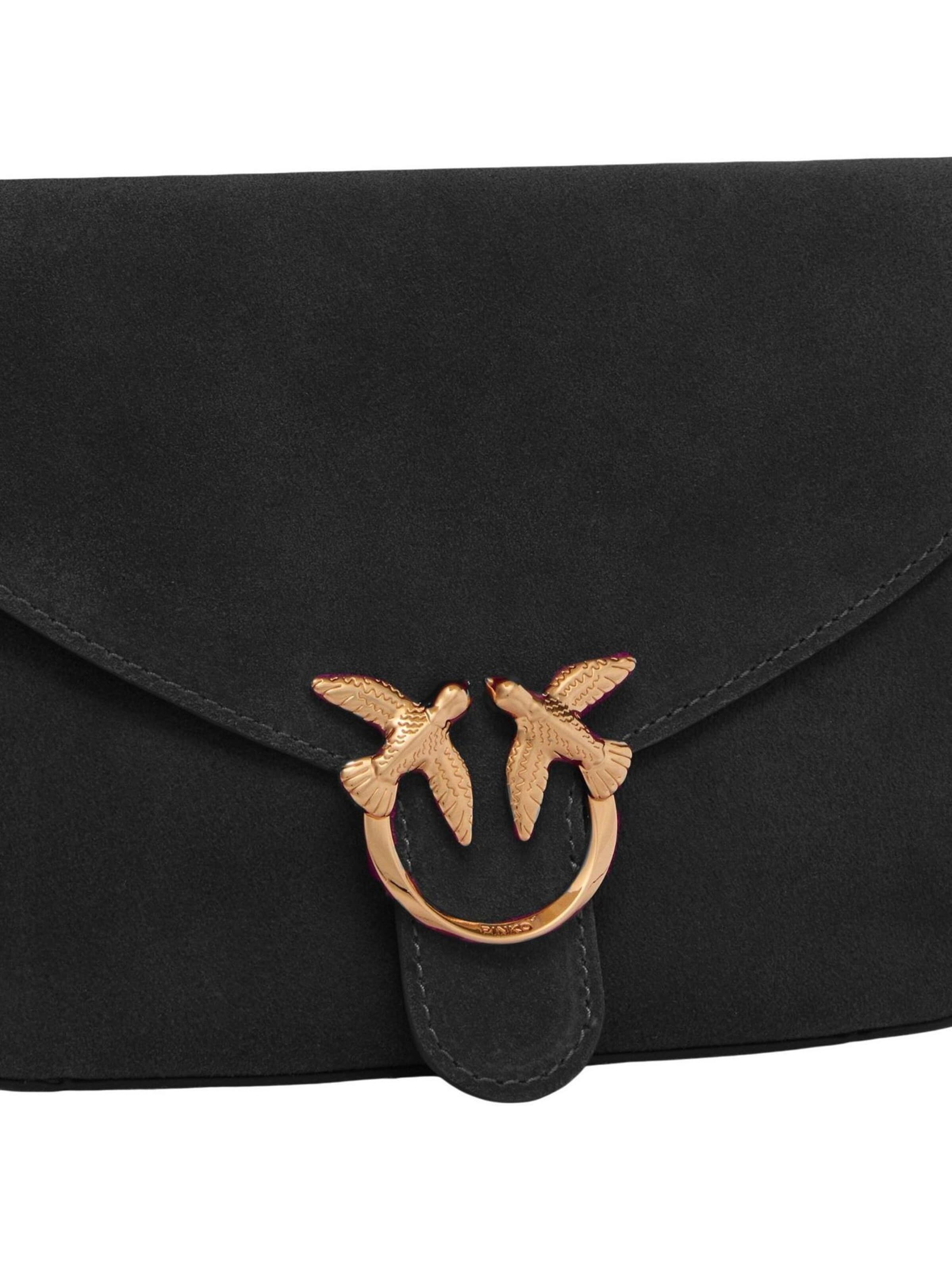 PINKO Schoudertas 'LOVE SATCHEL MINI SUEDE 107656 A0F6' in Zwart