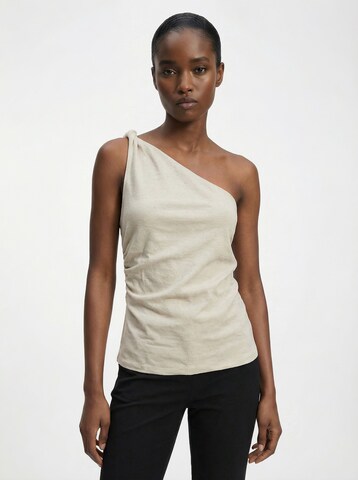 The Base Theory Топ 'TWISTED LINEN TOP' в бежово: отпред