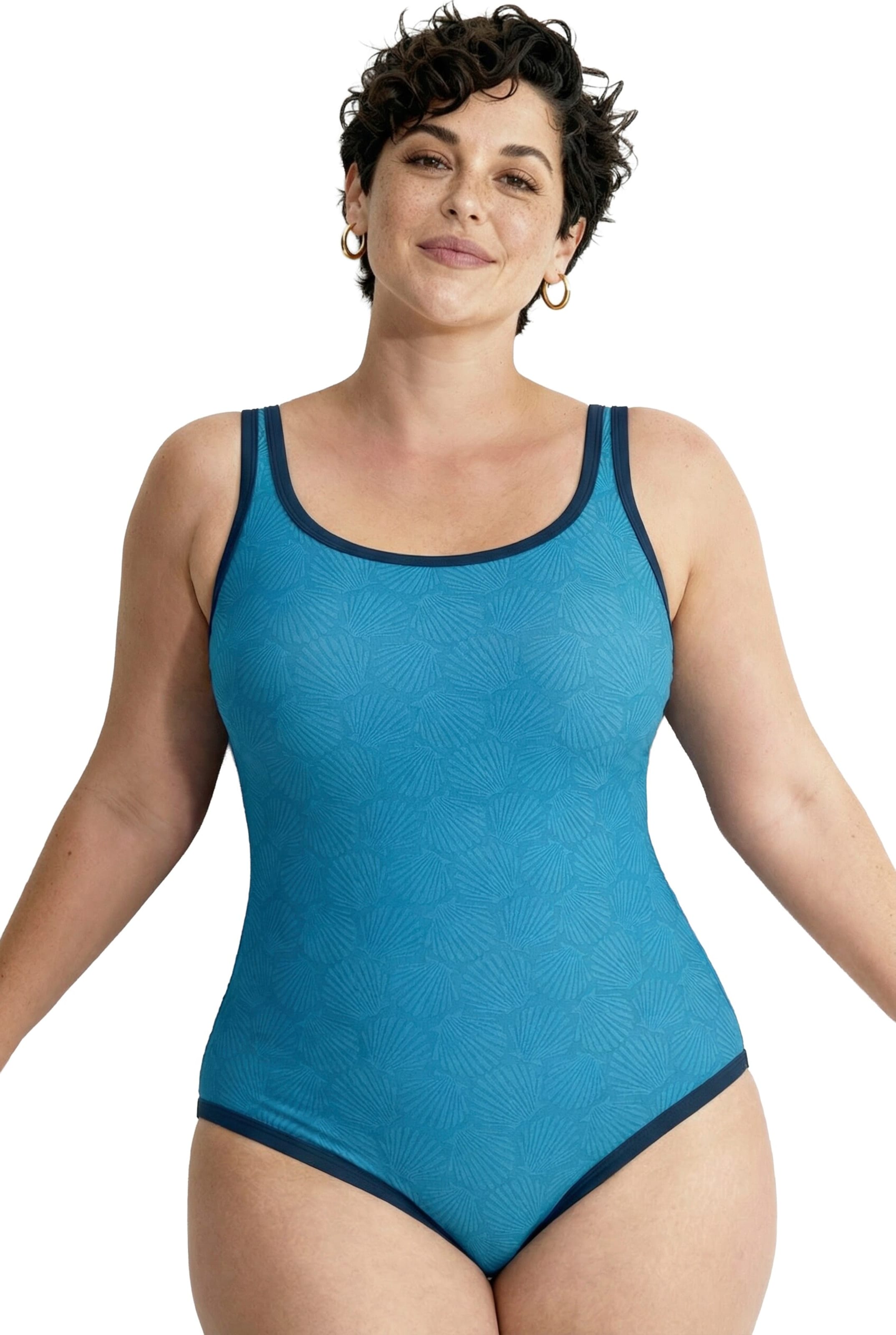 Ulla Popken Badeanzug in Blau: Vorderseite