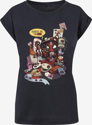ABSOLUTE CULT Shirt 'Deadpool - Merchandise Royalties' in Blauw: voorkant