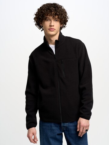 BIG STAR Zip-Up Hoodie 'MALKOM' in Black: front