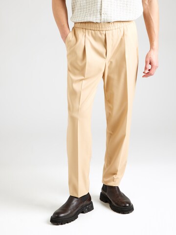 TOPMAN Конический (Tapered) Брюки со складками в Бежевый: спереди
