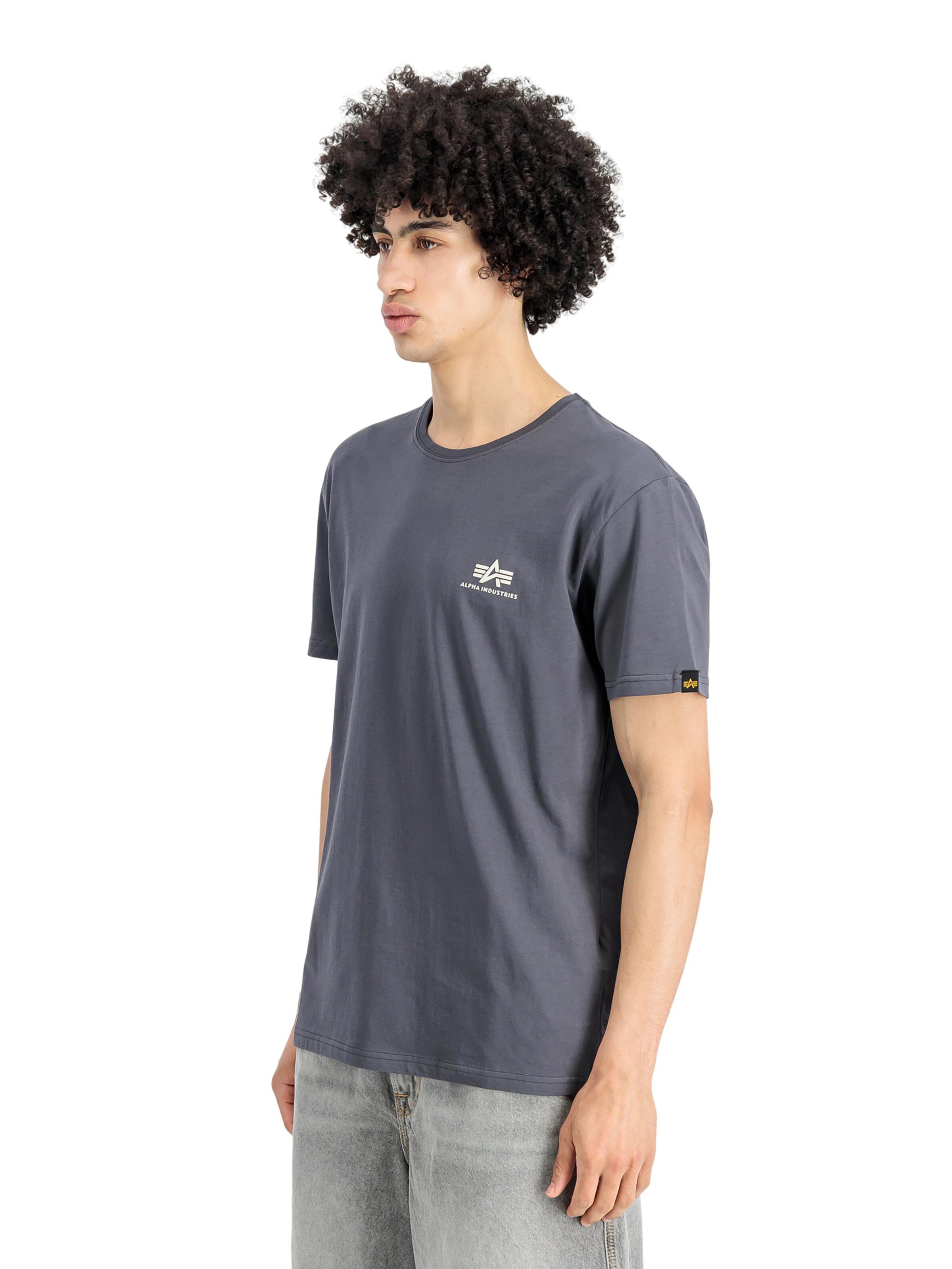 ALPHA INDUSTRIES Shirt 'Basic Small Logo'‌‌ in Grau