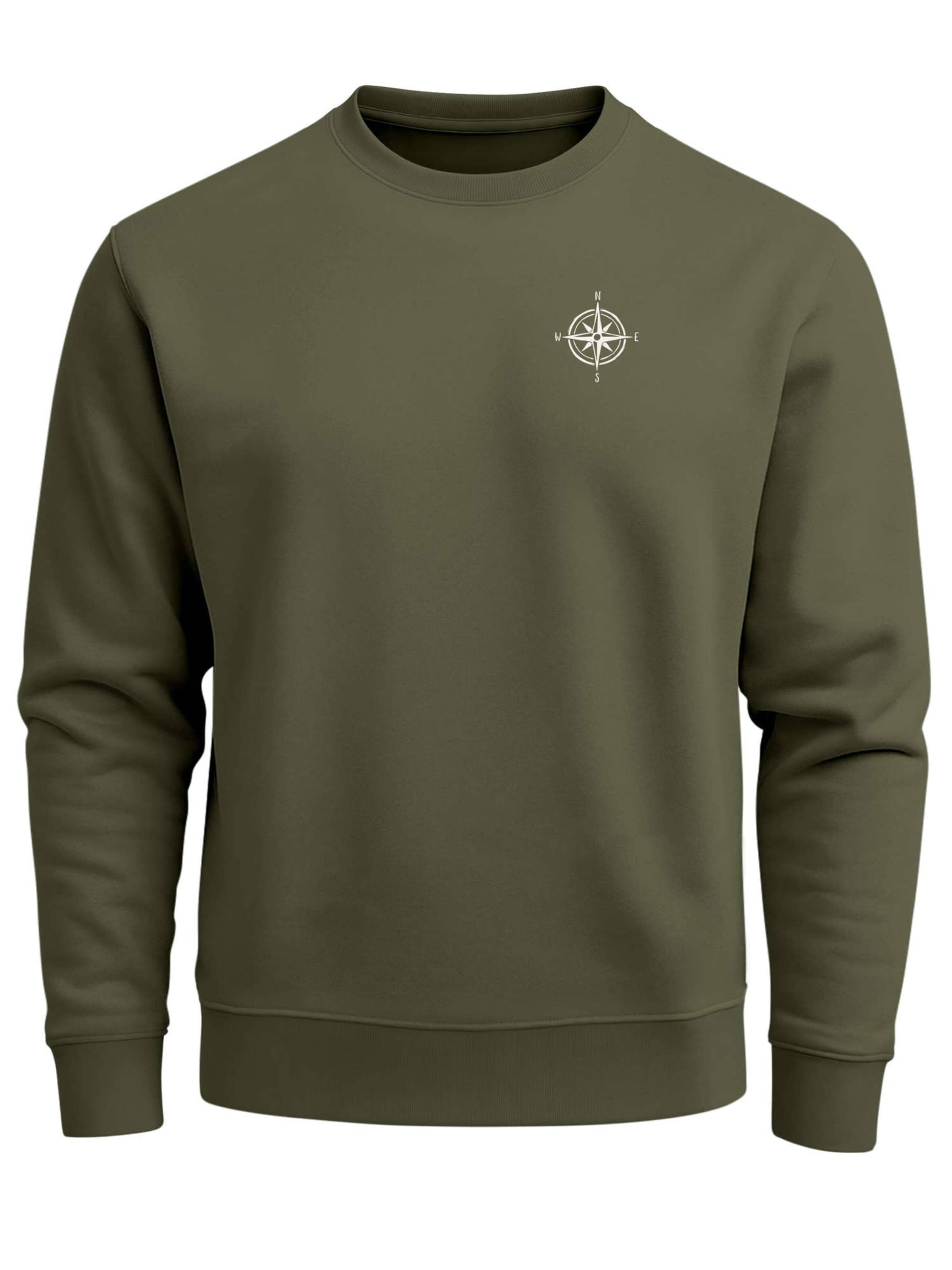Neverless Sweatshirt 'Kompass' in Green: front