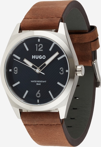 HUGO Red Analog Watch in Brown: front