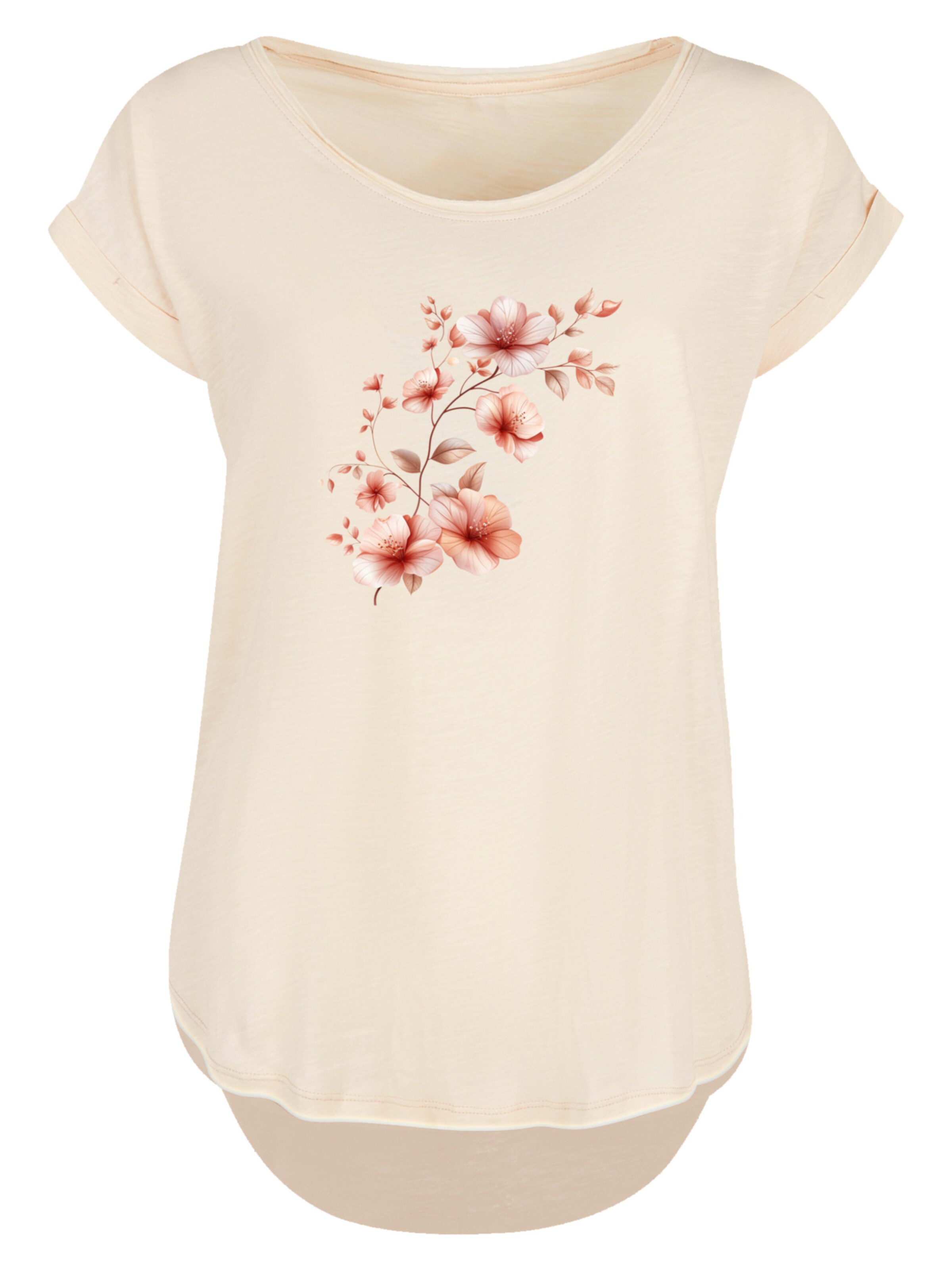 F4NT4STIC T-Shirt 'Rosa Blumenzweig 3D' in Beige: Vorderseite