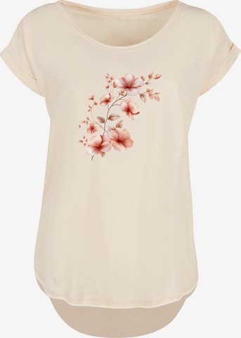 F4NT4STIC T-Shirt 'Rosa Blumenzweig 3D' in Beige: Vorderseite