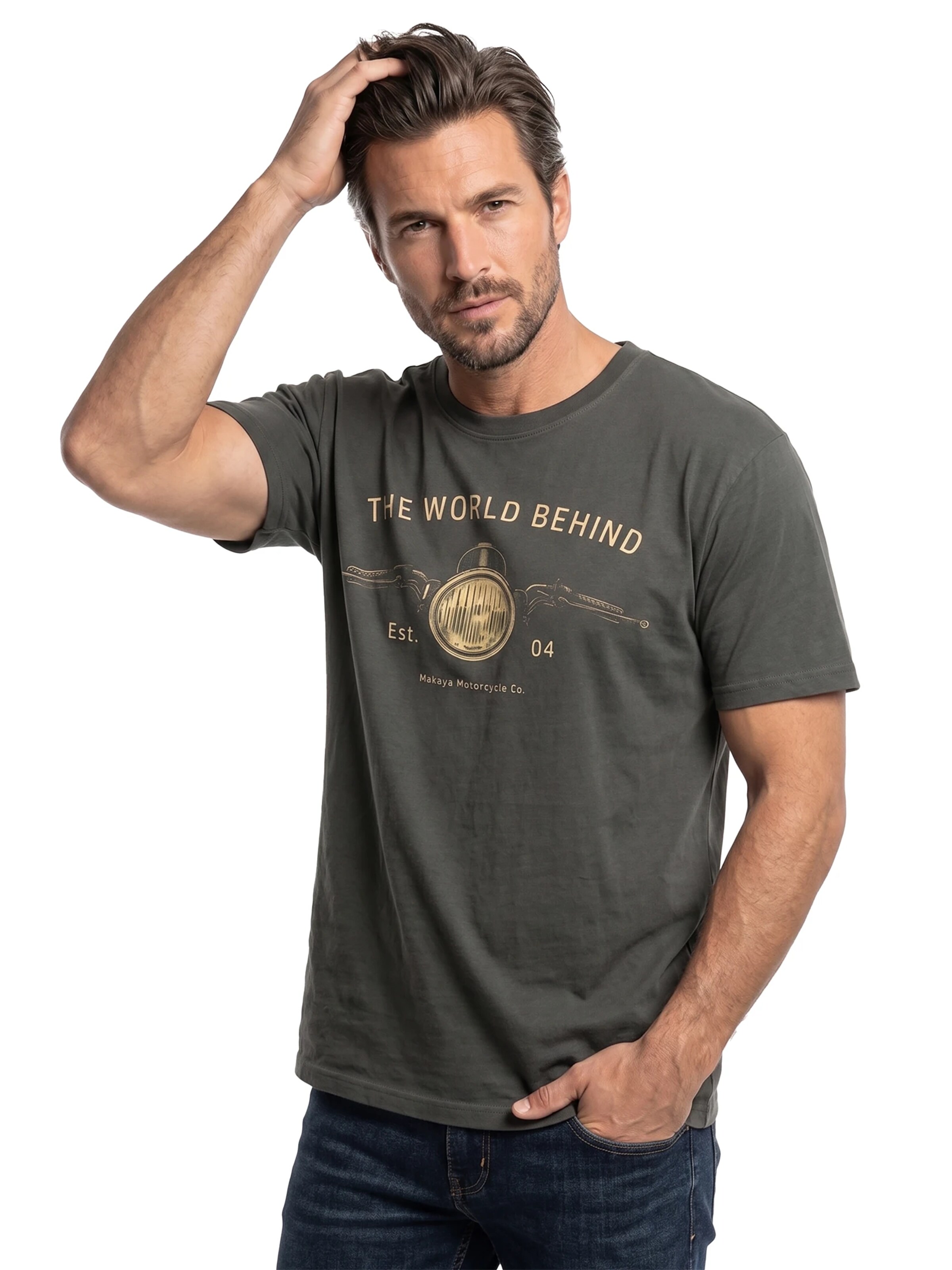MAKAYA Shirt 'The World Behind' in Grey