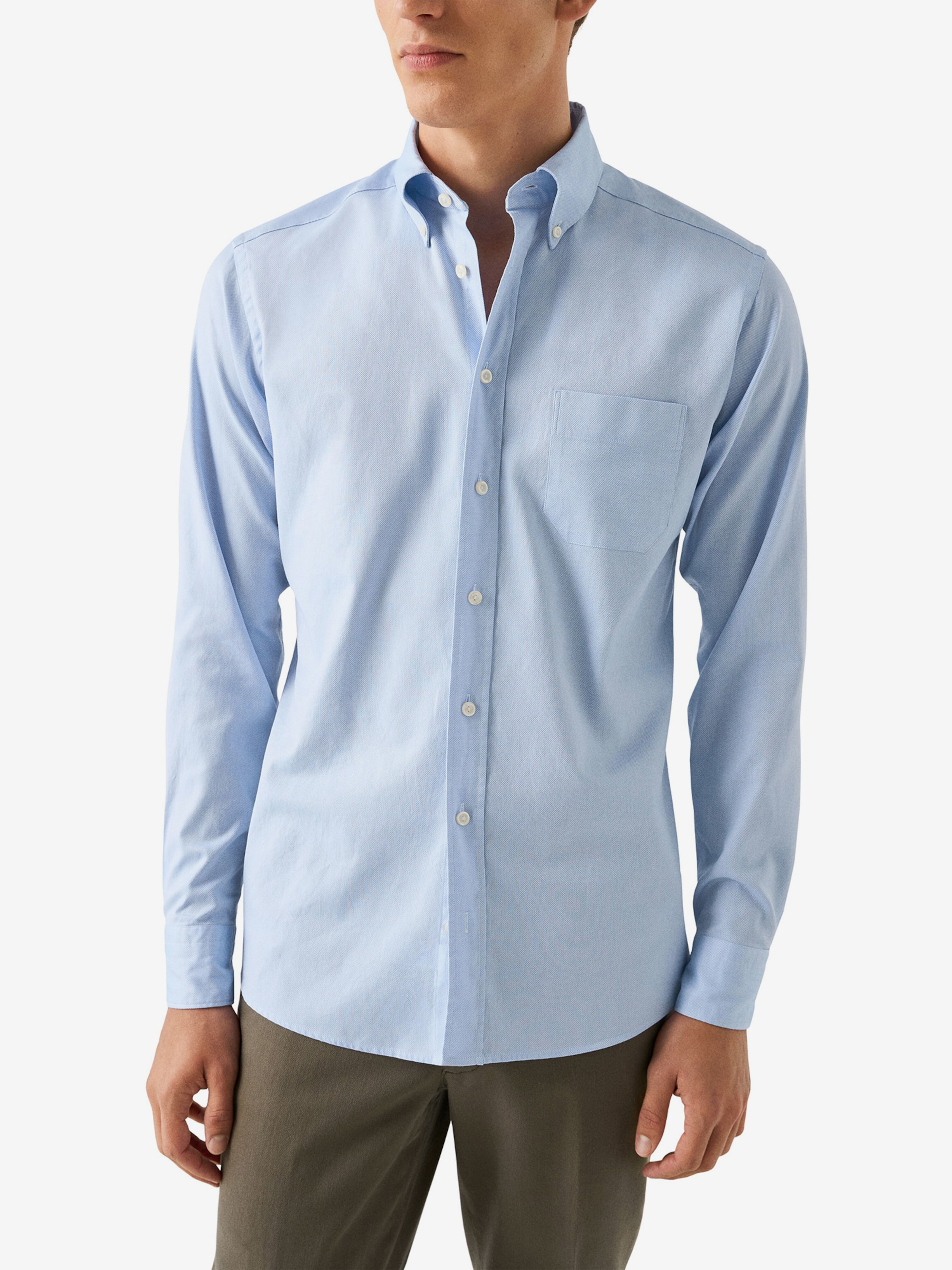 Camicia uomo elegante formale Eton taglia 38 15 piccola slim fit blu