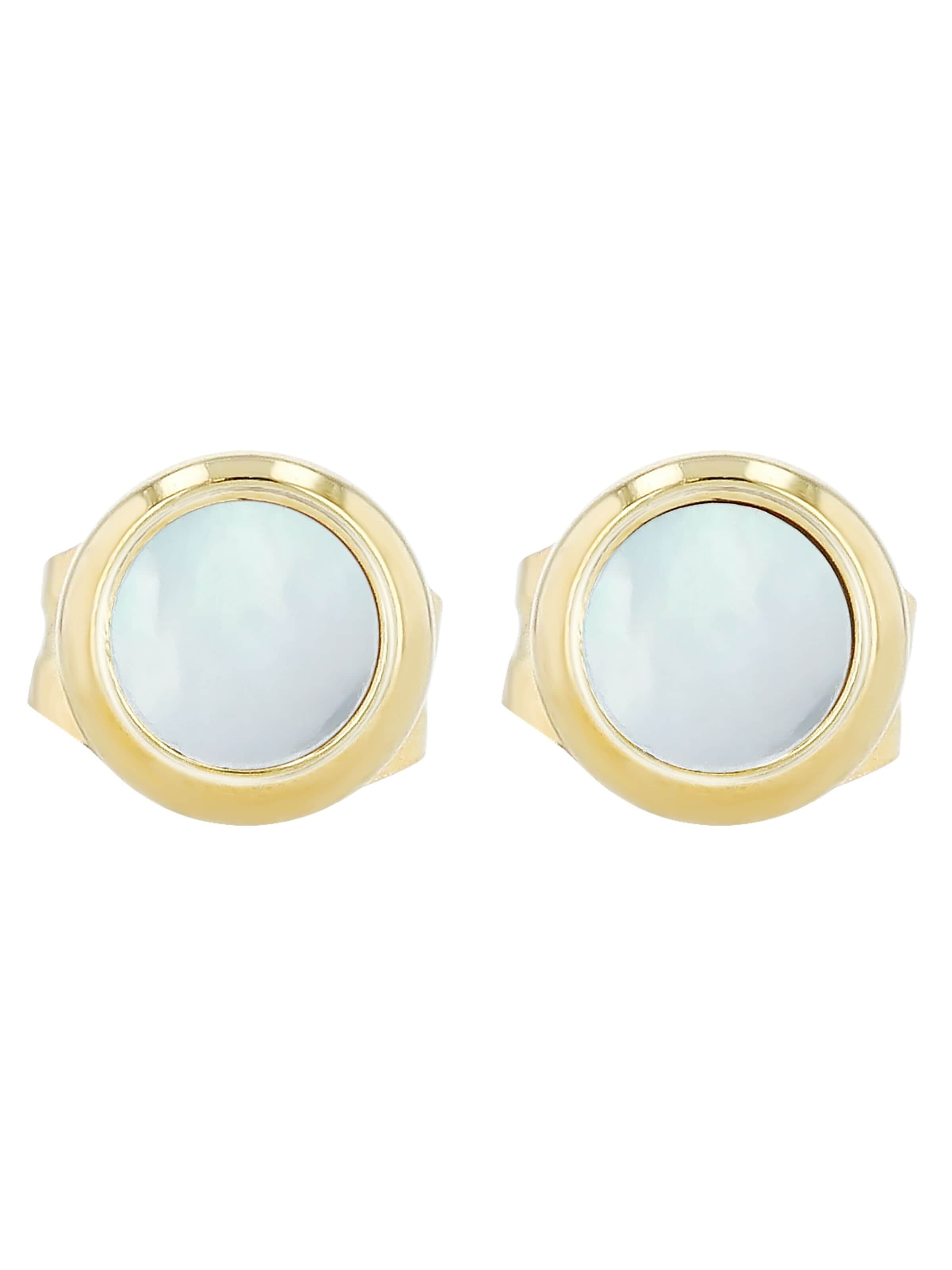 Akzent Earrings 'Sunday, Perlmutt, wasserfest' in Gold: front