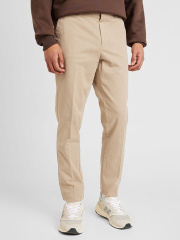 Coupe slim Pantalon 'Kaito1' BOSS en beige : devant