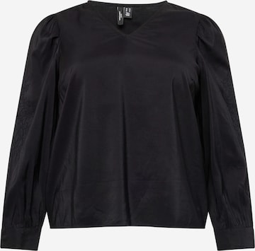 Vero Moda Curve Blouse 'Sani' in Zwart: voorkant