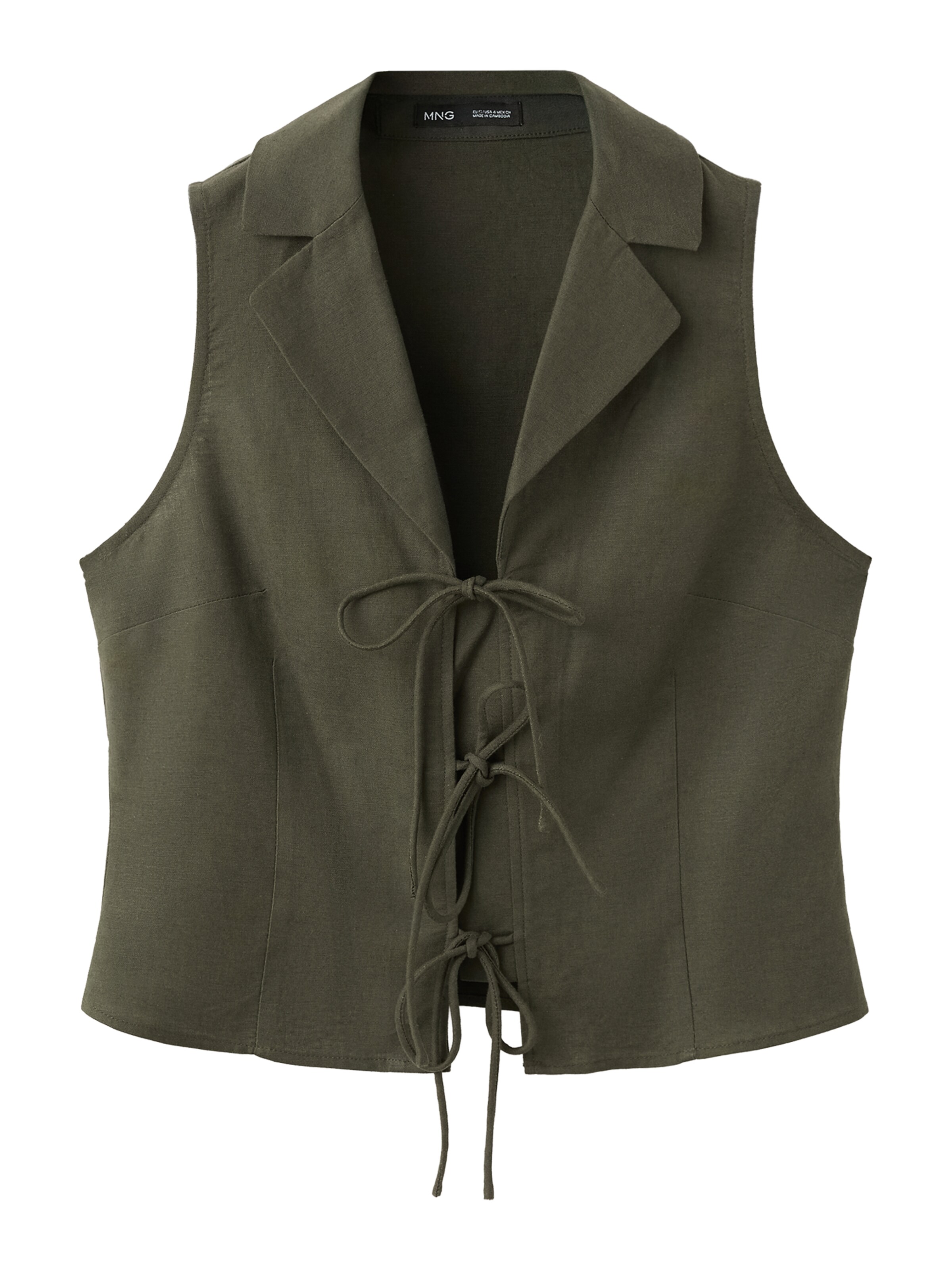 MANGO Kostymväst 'LINOVIS' i grön: framsida