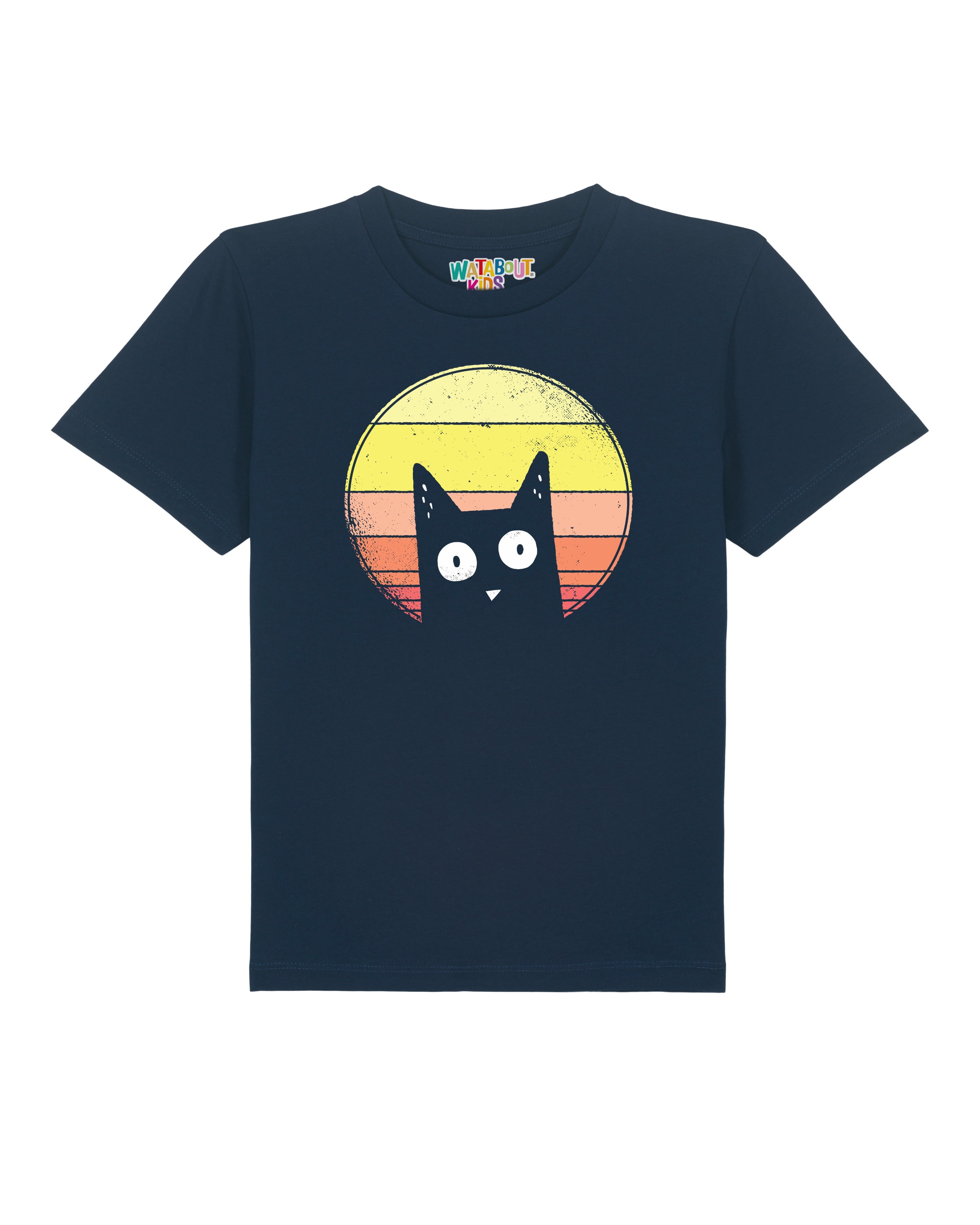 watabout.kids Shirt 'Sunset Cat' in Blue: front