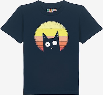 watabout.kids T-Shirt 'Sunset Cat' in Blau: Vorderseite