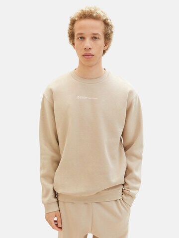 TOM TAILOR DENIM Sweatshirt in Beige: front