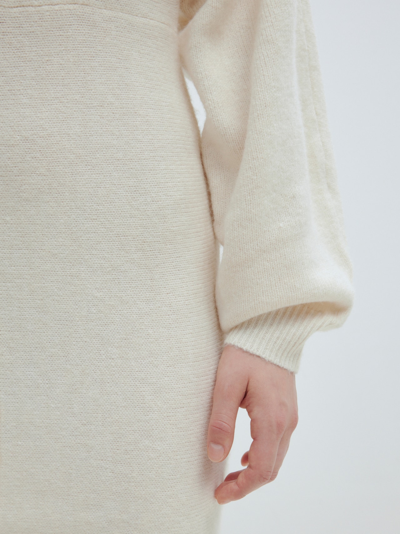 EDITED Gebreide jurk 'Tonia' Wit