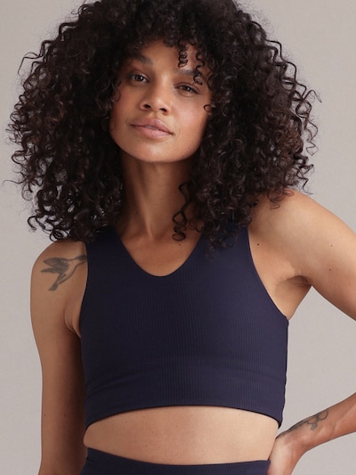 Hey Honey Sport-BH 'Ribbed' in nachtblau, Produktansicht