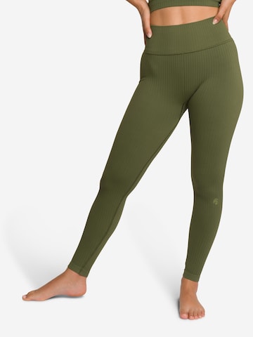 OCEANSAPART Skinny Workout Pants 'Elodie' in Green: front