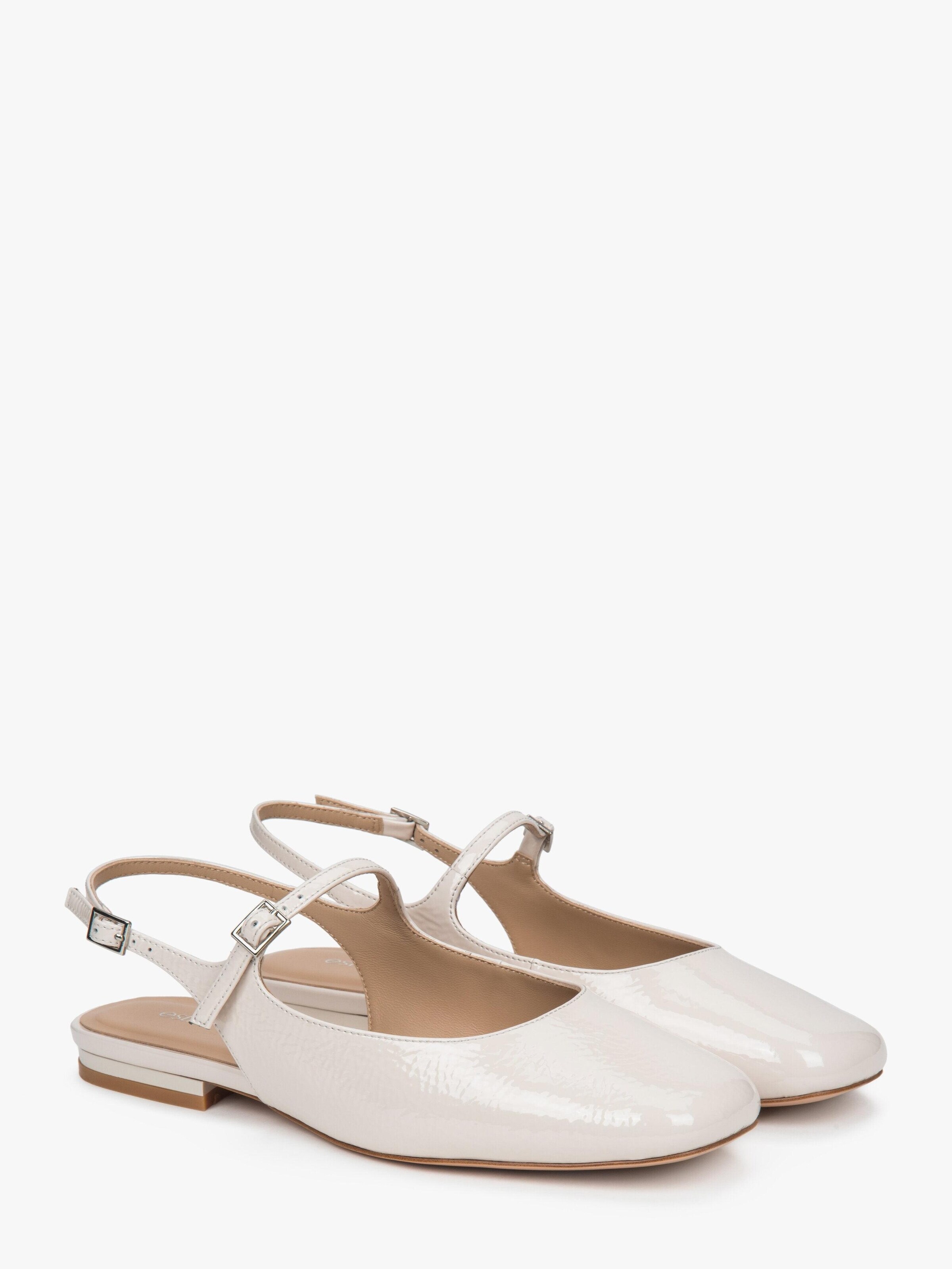 Estro Ballet Flats with Strap '501-02' in Beige