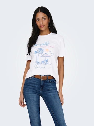 ONLY T-Shirt 'ONLLUCY MONJA' in Weiß: Vorderseite