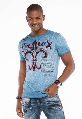 CIPO & BAXX Shirt 'Emblem' in Blauw: voorkant
